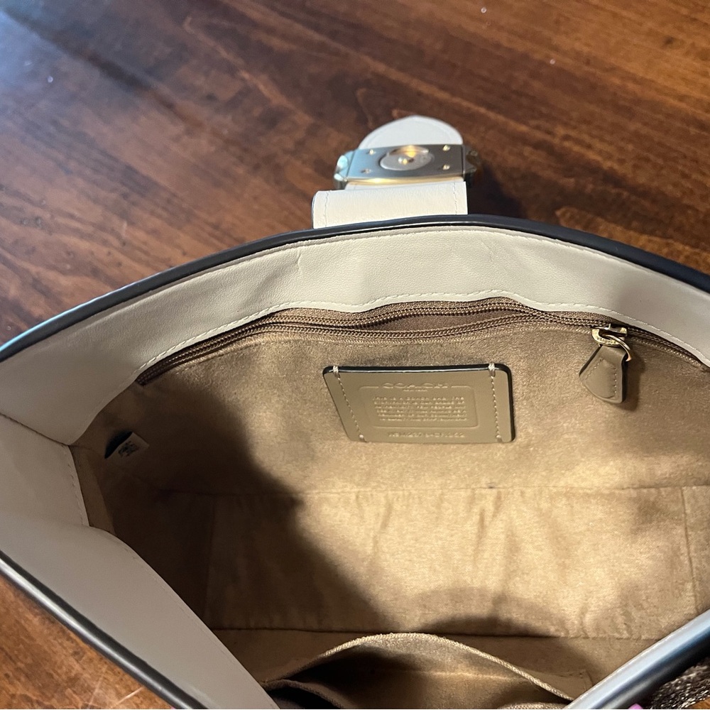 2023 Coach Cream & Black Monogram Shoulder Bag with Gold Hardware - Picture 14 of 15
